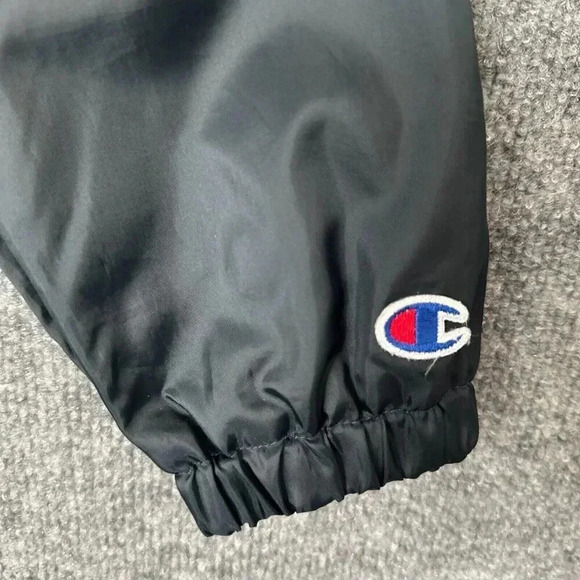 Champion Windbreaker Womens Medium Black Cropped Sporty Logo Spellout Jacket - Picture 11 of 16